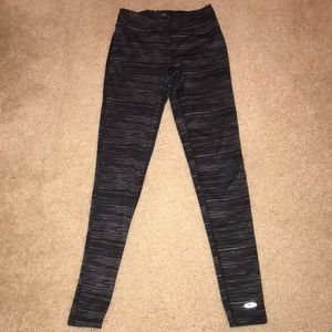 Black, gray and white striped yoga pant